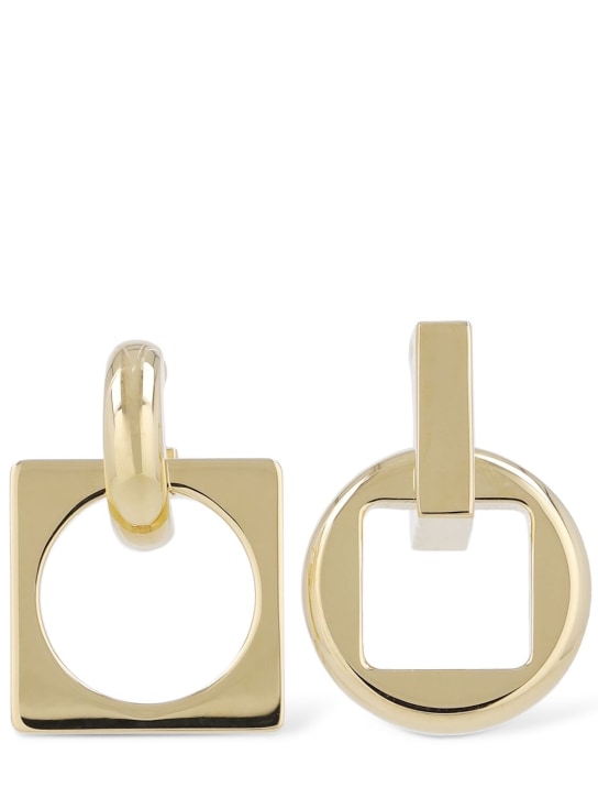 Jacquemus: Les Pendantes Rond Carre earrings - Light Gold - women_0 | Luisa Via Roma