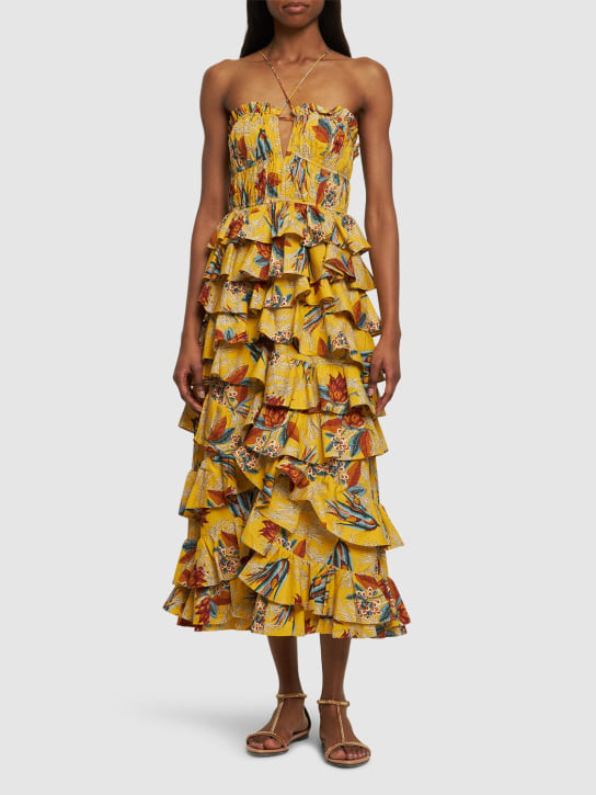 Ulla Johnson: Josefine printed cotton midi dress - Yellow/Multi - women_1 | Luisa Via Roma