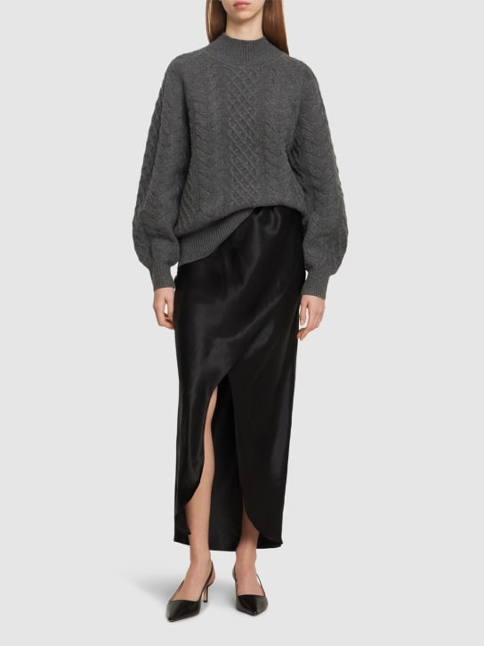 The Garment: Catania long silk skirt w/slit - Siyah - women_1 | Luisa Via Roma
