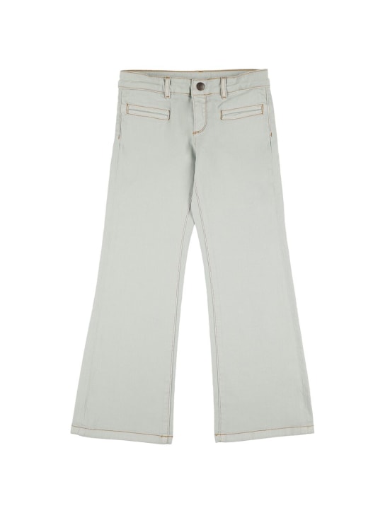 Bonpoint: Jeans de denim de algodón stretch - Azul Claro - kids-girls_0 | Luisa Via Roma