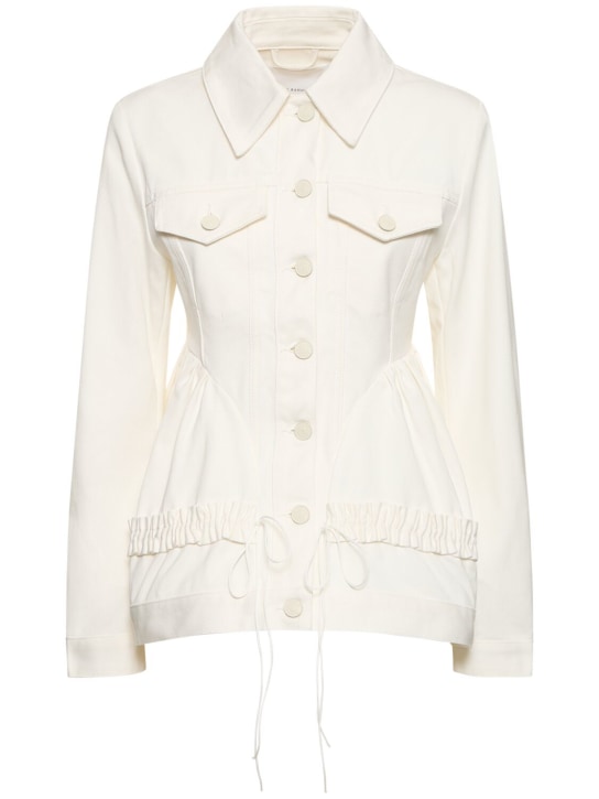 Cecilie Bahnsen: Ulanda fitted waist cotton denim jacket - White - women_0 | Luisa Via Roma