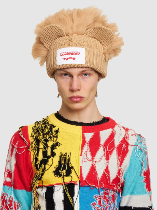 Charles Jeffrey LOVERBOY: Chunky Lion cotton beanie - women_2 | Luisa Via Roma