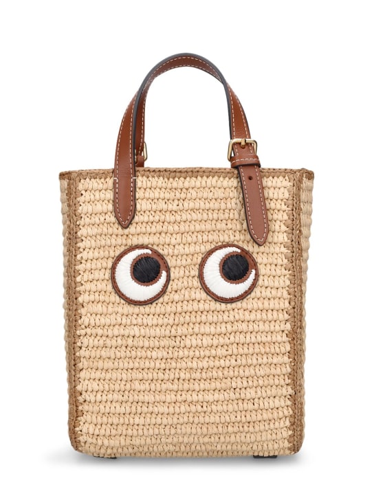 Anya Hindmarch: Mini Eyes raffia top handle bag - Natural - women_0 | Luisa Via Roma