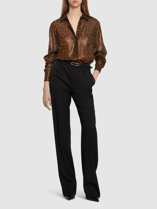 Tom Ford: Shiny silk georgette printed shirt - Multicolor - women_1 | Luisa Via Roma