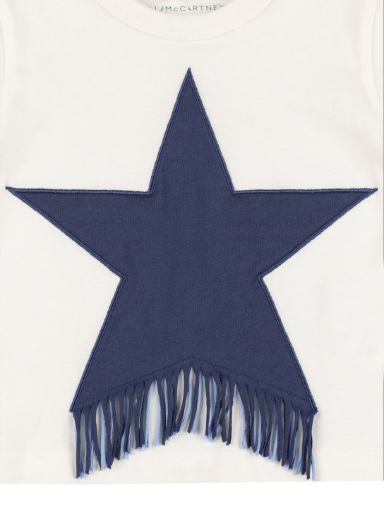 Stella Mccartney Kids: Star patch cotton jersey t-shirt - Beyaz - kids-girls_1 | Luisa Via Roma