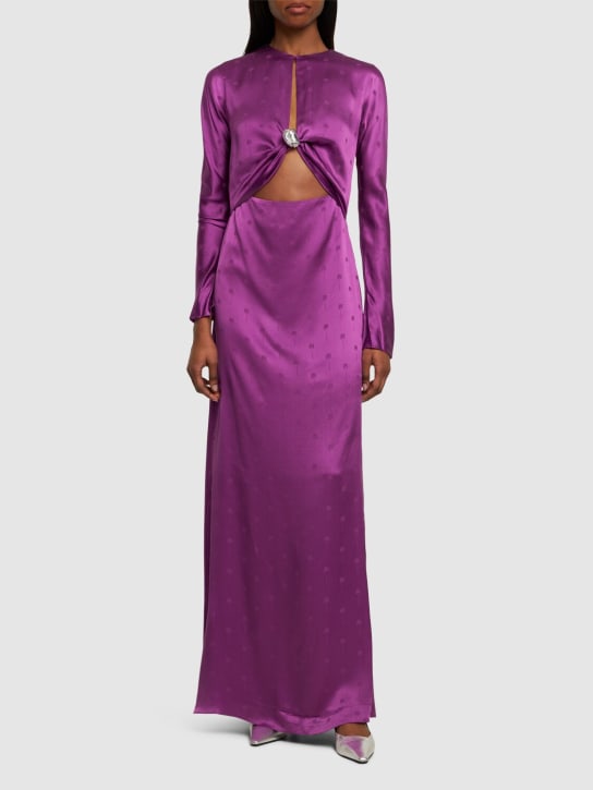 Johanna Ortiz: Leona Valiente silk jacquard maxi dress - Purple - women_1 | Luisa Via Roma