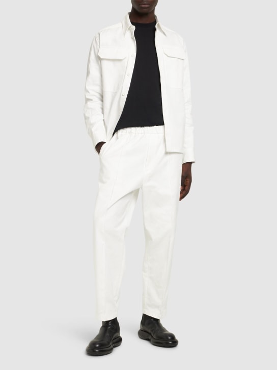 Jil Sander: Cotton gabardine cropped pants - Optic White - men_1 | Luisa Via Roma