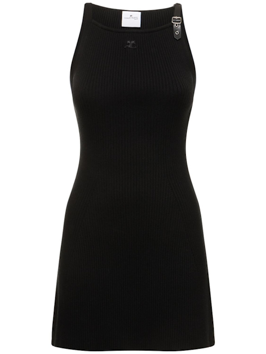 Courrèges: Rib knit viscose mini dress - women_0 | Luisa Via Roma