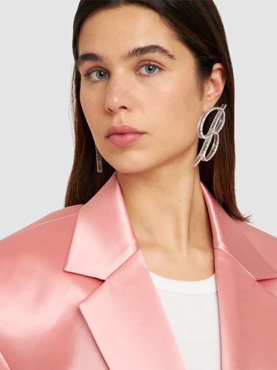 Blumarine: B logo plexi & crystal earrings - Clear/Crystal - women_1 | Luisa Via Roma