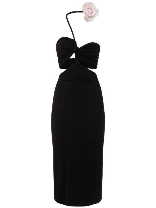 Magda Butrym: Jersey draped cutout midi dress - Black - women_0 | Luisa Via Roma