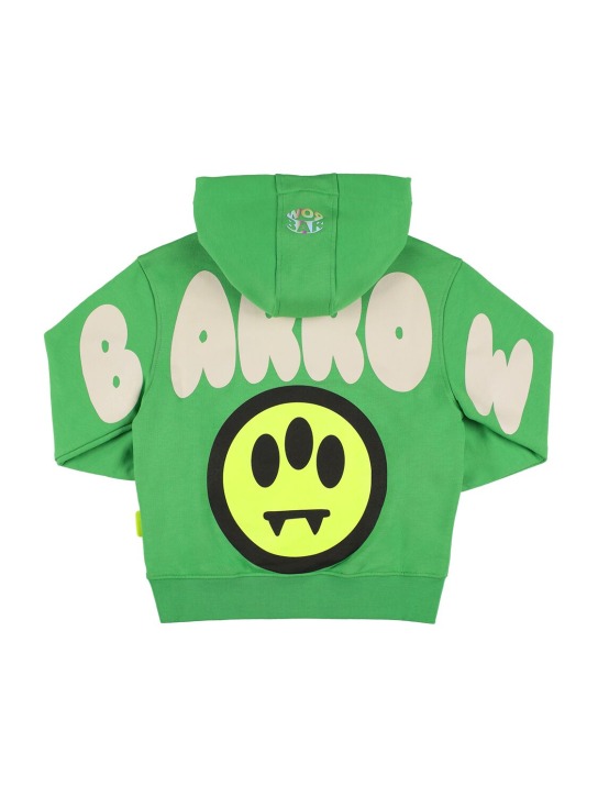 Barrow: Printed cotton sweatshirt hoodie - Green - kids-girls_0 | Luisa Via Roma