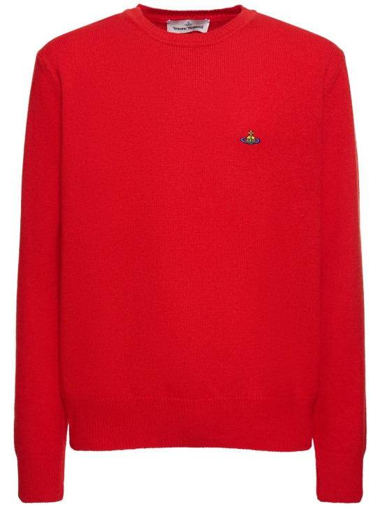 Vivienne Westwood: Suéter de punto de mohair bordado - Rojo - men_0 | Luisa Via Roma