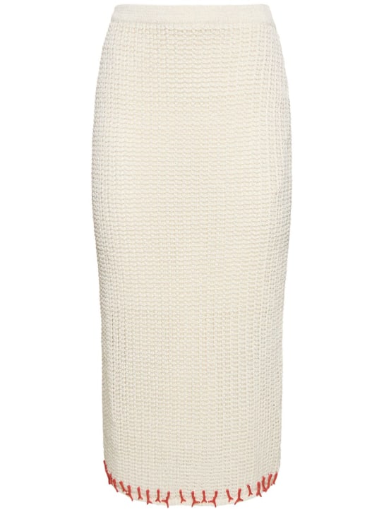 Reina Olga: Coral knitted midi skirt - Beyaz - women_0 | Luisa Via Roma