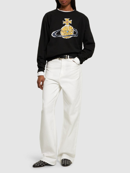 Vivienne Westwood: Sweat-shirt en coon à logo Time Machine - Noir - women_1 | Luisa Via Roma