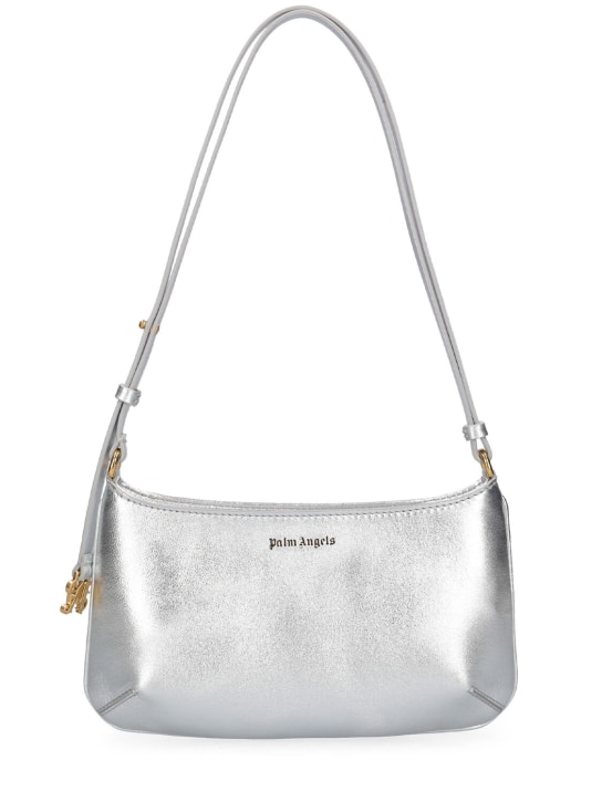 Palm Angels: Giorgina metallic leather shoulder bag - Silver - women_0 | Luisa Via Roma