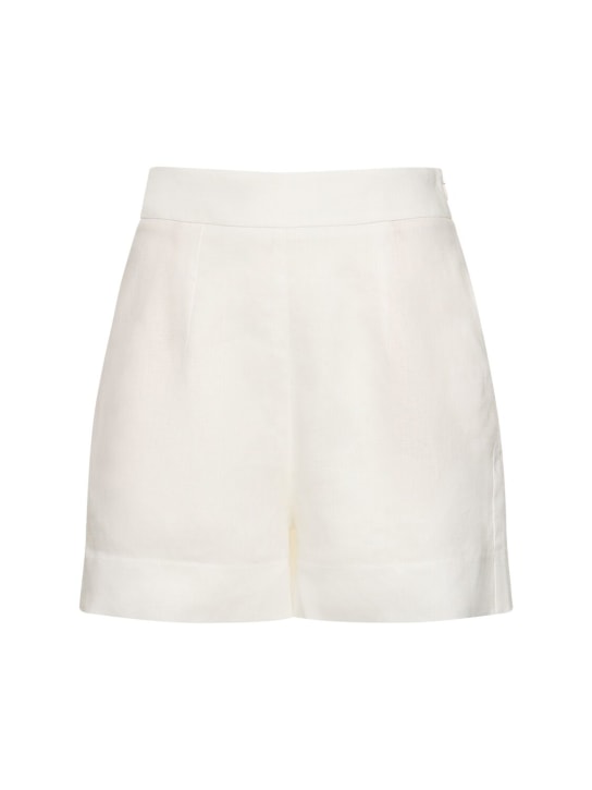 Ermanno Scervino: High rise linen shorts - Beyaz - women_0 | Luisa Via Roma