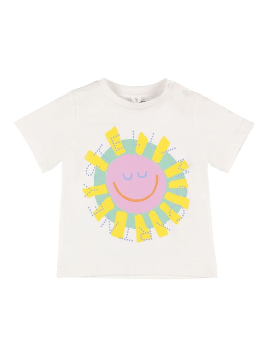 Stella Mccartney Kids: Organic cotton logo printed t-shirt - Beyaz - kids-girls_0 | Luisa Via Roma