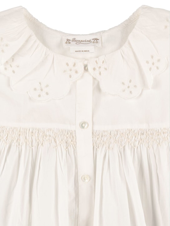 Bonpoint: Camisa de popelina de algodón bordada - Blanco - kids-girls_1 | Luisa Via Roma