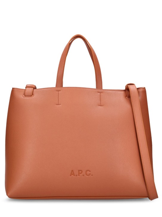 A.P.C.: Small Cabas Market leather bag - Caramel - women_0 | Luisa Via Roma