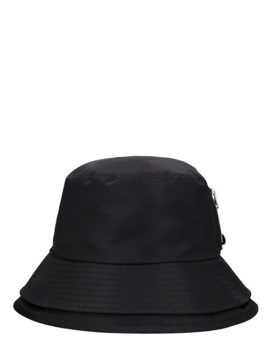 Sacai: Double brim nylon twill bucket hat - Siyah - men_0 | Luisa Via Roma