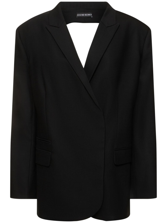 David Koma: Back circle cutout tailored wool jacket - Black - women_0 | Luisa Via Roma
