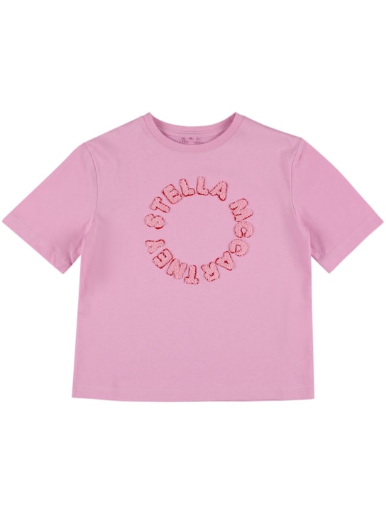 Stella Mccartney Kids: T-shirt en jersey de coton brodé - Rose - kids-girls_0 | Luisa Via Roma