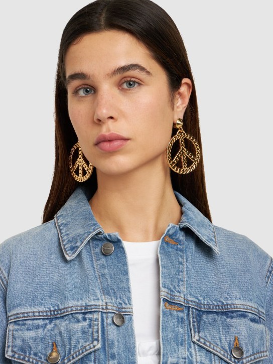 Moschino: Peace clip-on pendant earrings - Gold - women_1 | Luisa Via Roma