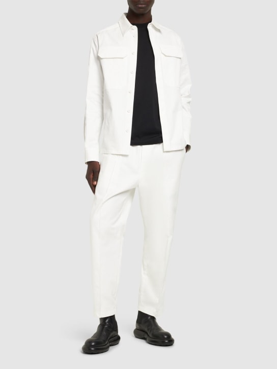 Jil Sander: Cotton gabardine overshirt - Optic White - men_1 | Luisa Via Roma