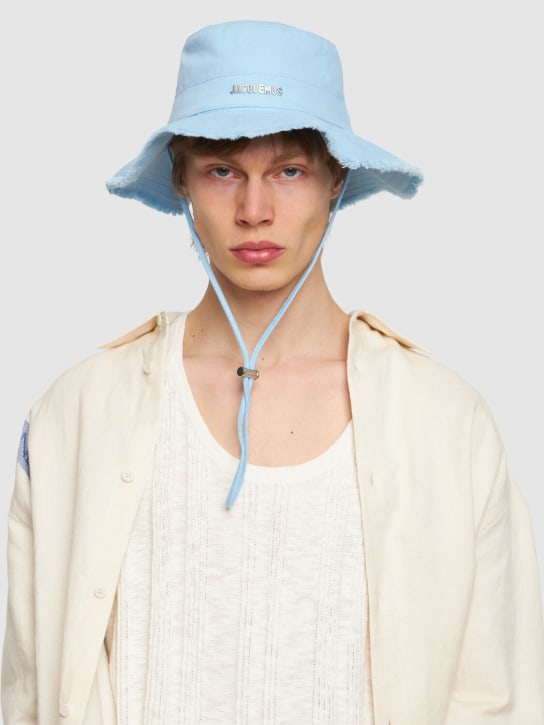 Jacquemus: Le Bob Artichaut cotton bucket hat - Blue - men_1 | Luisa Via Roma