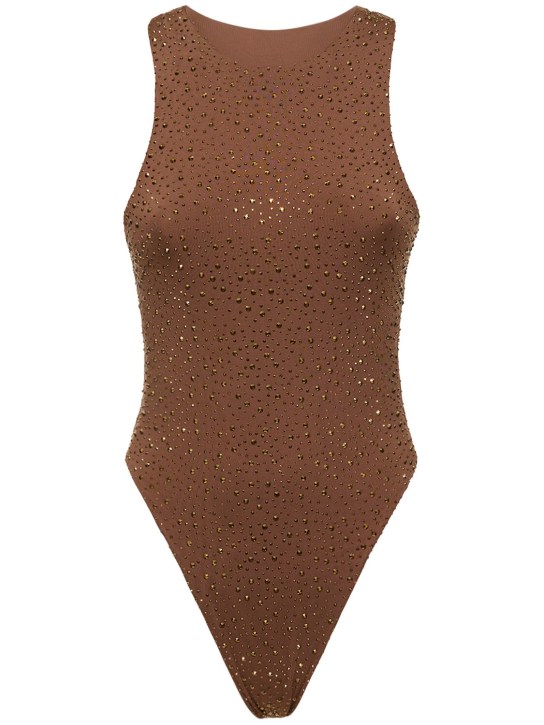 Leslie Amon: Dua embellished bodysuit - Kahverengi - women_0 | Luisa Via Roma