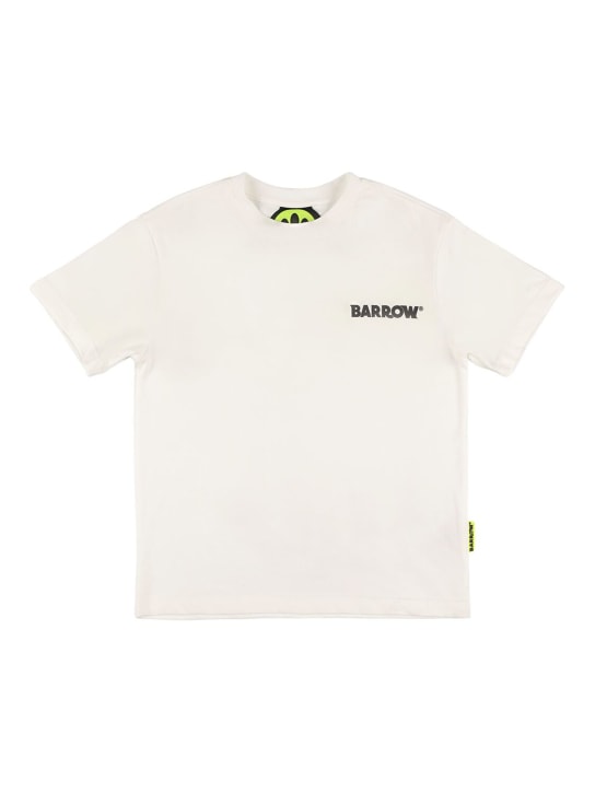 Barrow: 印花棉质平纹针织T恤 - 米白色 - kids-boys_1 | Luisa Via Roma