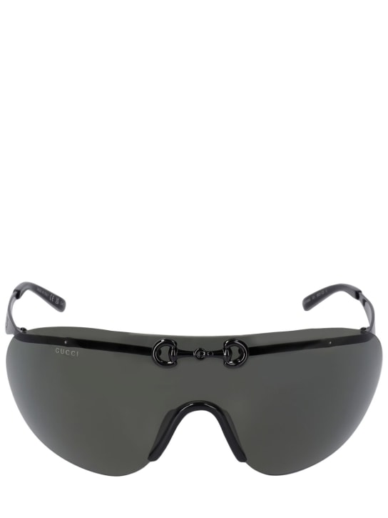 Gucci: GG1656S mask-shaped metal sunglasses - Siyah/Gri - men_0 | Luisa Via Roma