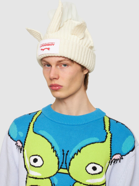 Charles Jeffrey LOVERBOY: Beaniemütze aus Baumwolle „Chunky Unicorn“ - Weiß - men_1 | Luisa Via Roma