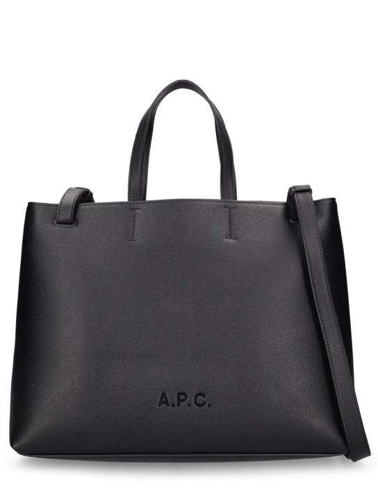 A.P.C.: Small Cabas Market leather bag - Black - women_0 | Luisa Via Roma