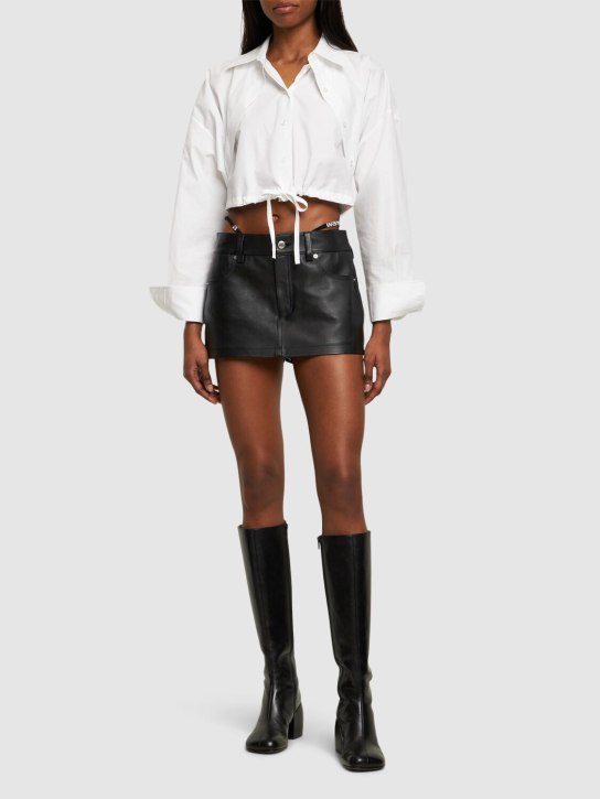 Alexander Wang: Leather mini skort w/ buckle belt - Siyah - women_1 | Luisa Via Roma