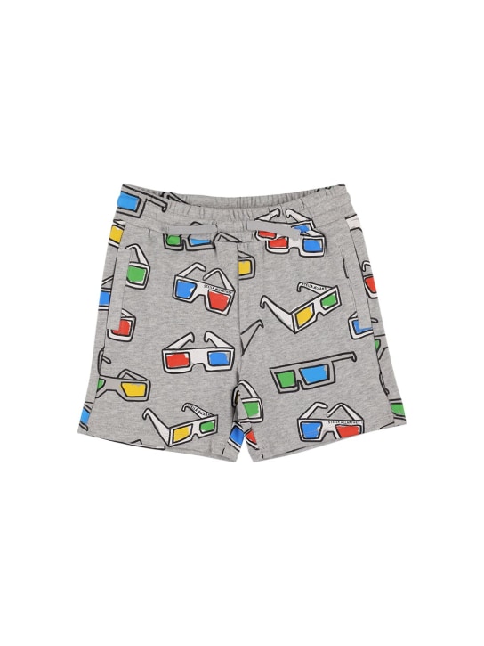 Stella Mccartney Kids: Printed cotton terry sweat shorts - Gri/Renkli - kids-boys_0 | Luisa Via Roma