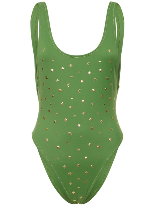 Reina Olga: Pamela printed one piece swimsuit - Green - women_0 | Luisa Via Roma