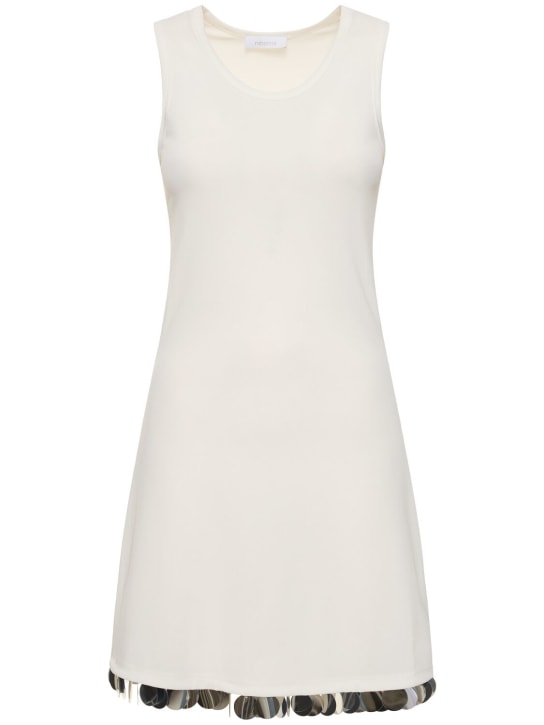 Rabanne: Jersey crepe embellished mini dress - White - women_0 | Luisa Via Roma