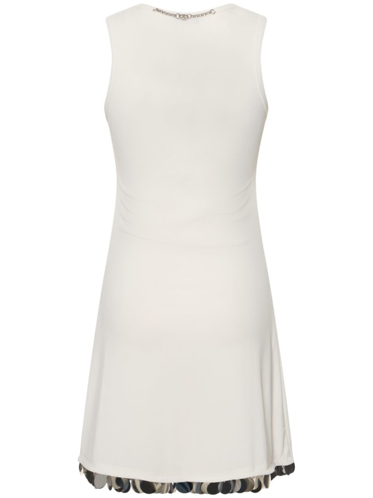 Rabanne: Jersey crepe embellished mini dress - White - women_4 | Luisa Via Roma