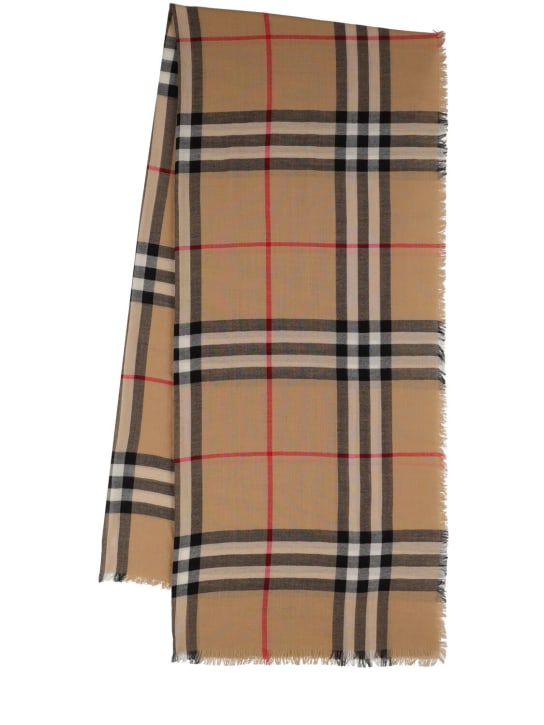 Burberry: Giant Check lightweight wool scarf - Archive Beige - women_0 | Luisa Via Roma