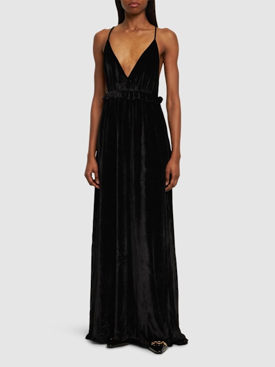 Ulla Johnson: Lavinia viscose & silk long gown - Black - women_1 | Luisa Via Roma