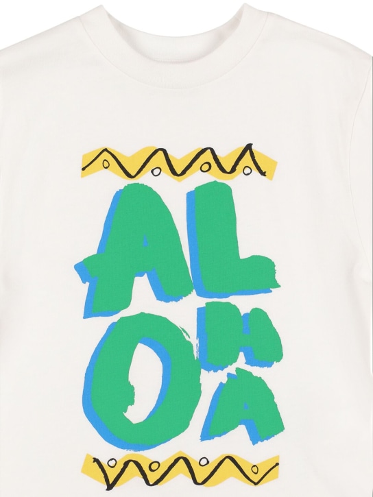 Stella Mccartney Kids: 프린트 오가닉 코튼 티셔츠 - 화이트 - kids-boys_1 | Luisa Via Roma