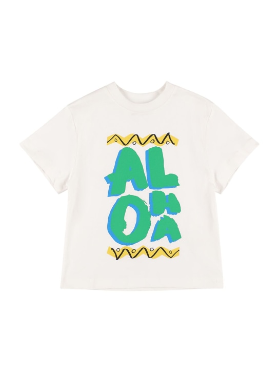 Stella Mccartney Kids: Camiseta de algodón orgánico estampada - Blanco - kids-boys_0 | Luisa Via Roma