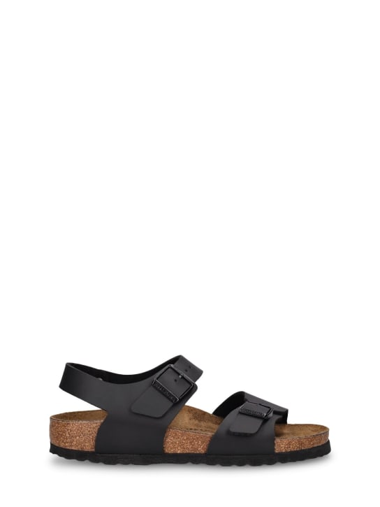 BIRKENSTOCK: New York faux leather sandals - Black - kids-boys_0 | Luisa Via Roma