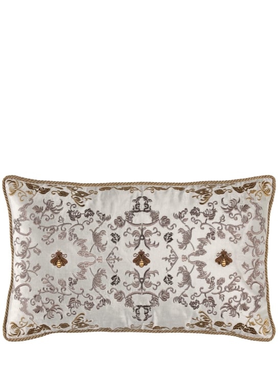 Les Ottomans: Embroidered velvet cushion - Green - ecraft_0 | Luisa Via Roma