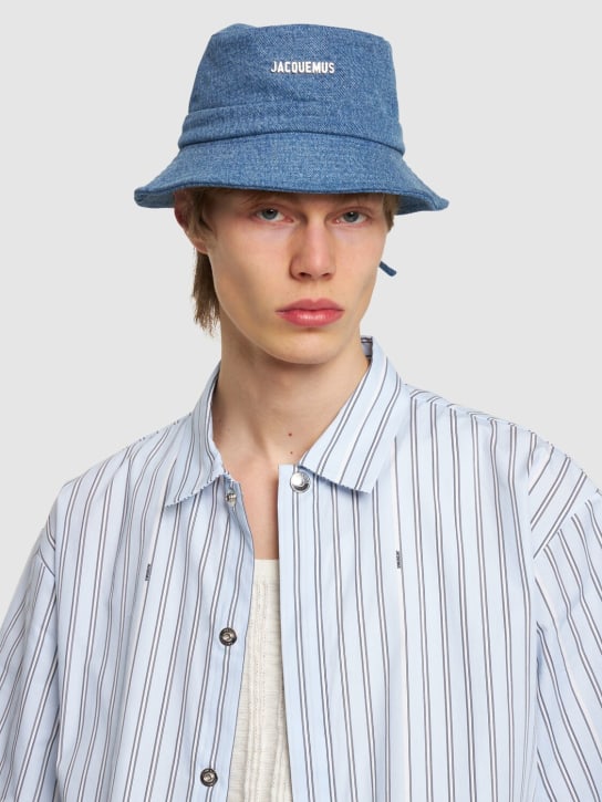 Jacquemus: Le Bob Gadjo cotton blend bucket hat - Mavi - men_1 | Luisa Via Roma