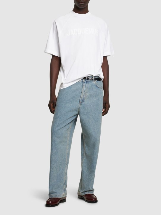 Jacquemus: Le Tshirt Typo棉质T恤 - 白色 - men_1 | Luisa Via Roma