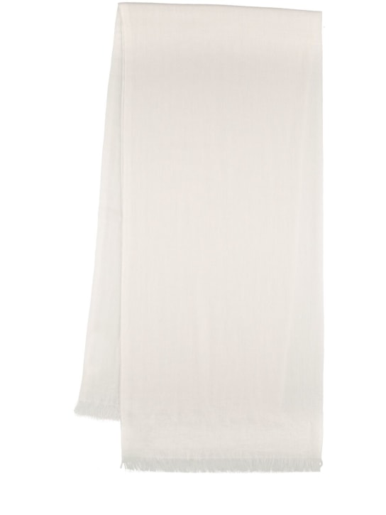 Brunello Cucinelli: Karakorum cashmere scarf - Beyaz - women_0 | Luisa Via Roma