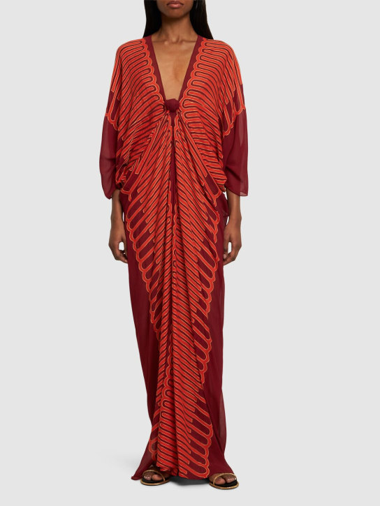 Johanna Ortiz: Robe longue en viscose Sensory Tapestry - Multi Rouge - women_1 | Luisa Via Roma
