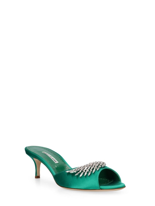 Manolo Blahnik: 50mm Lumada satin mules - women_2 | Luisa Via Roma